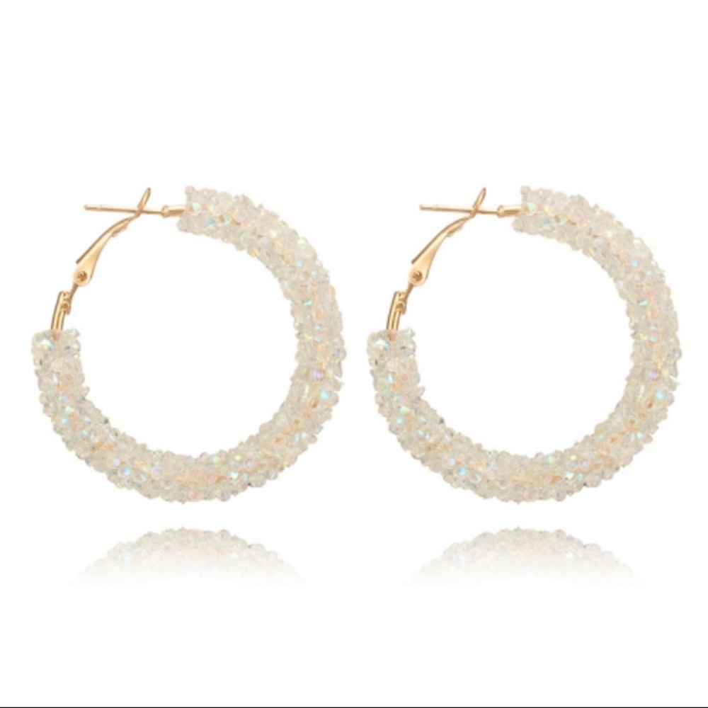 3/$30 Crystal Hoop Geometric Clip On Earrings